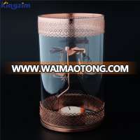 Wholesale wedding tall table decoration metal lace votive glass candle holder